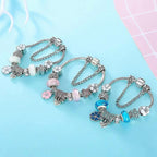 Sterling Silver Floral Charm Bracelet Jewelry Gift
