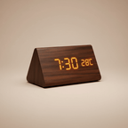 LED Digital Alarm Clock Wooden Square Adjustable Display