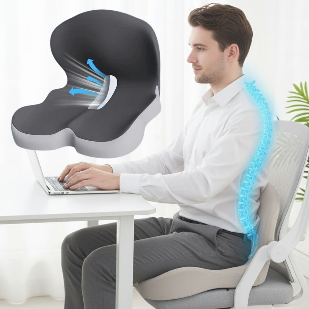 Memory Foam Seat Cushion Ergonomic Tailbone Support for Back Pain Relief
