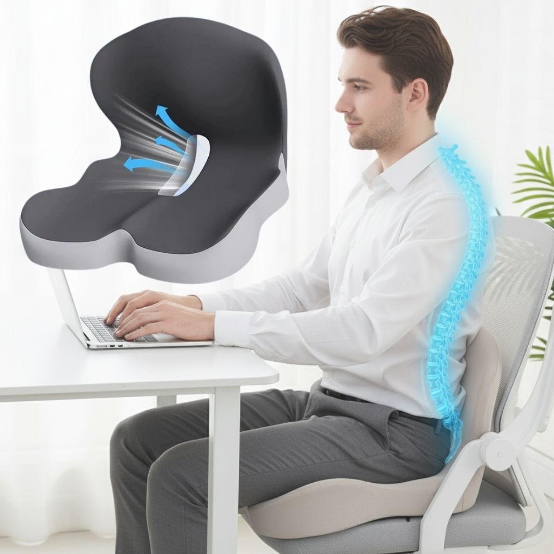 Memory Foam Seat Cushion Ergonomic Tailbone Support for Back Pain Relief