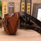 Leather Waist Bag Men Large Capacity Fanny Pack Belt Crossbody Bag