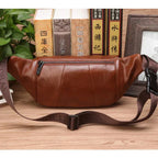 Leather Waist Bag Men Large Capacity Fanny Pack Belt Crossbody Bag
