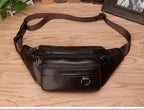 Leather Waist Bag Men Large Capacity Fanny Pack Belt Crossbody Bag