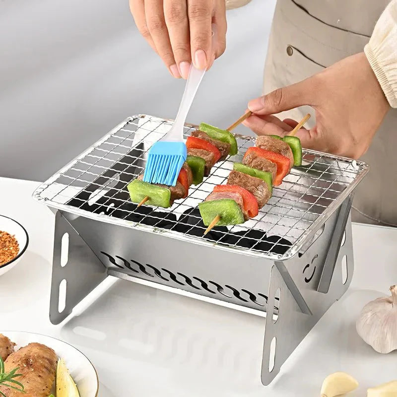 Portable Foldable Stainless Steel Charcoal Square Outdoor Grill