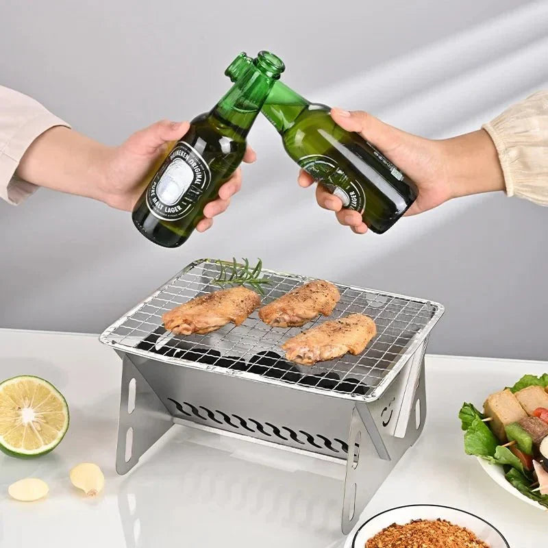 Portable Foldable Stainless Steel Charcoal Square Outdoor Grill