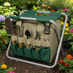 Foldable Garden Tool Set with Storage Seat Portable Gardening Tools