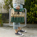 Foldable Garden Tool Set with Storage Seat Portable Gardening Tools