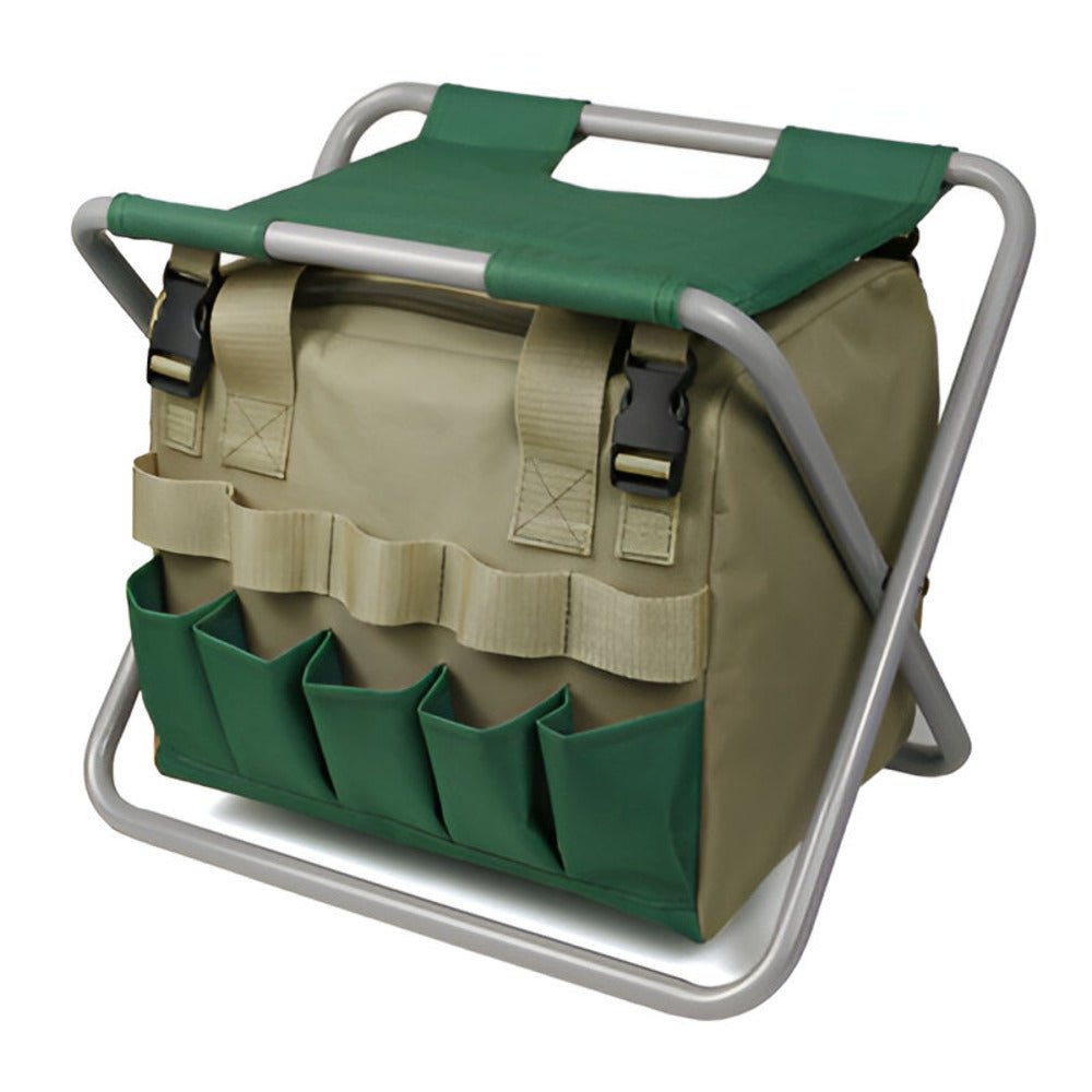 Foldable Garden Tool Set with Storage Seat Portable Gardening Tools
