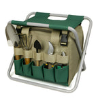 Foldable Garden Tool Set with Storage Seat Portable Gardening Tools