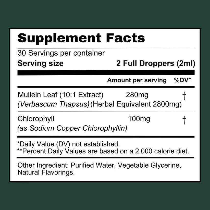 Mullein Extract Liquid Herbal Supplement for Lung Support Detox