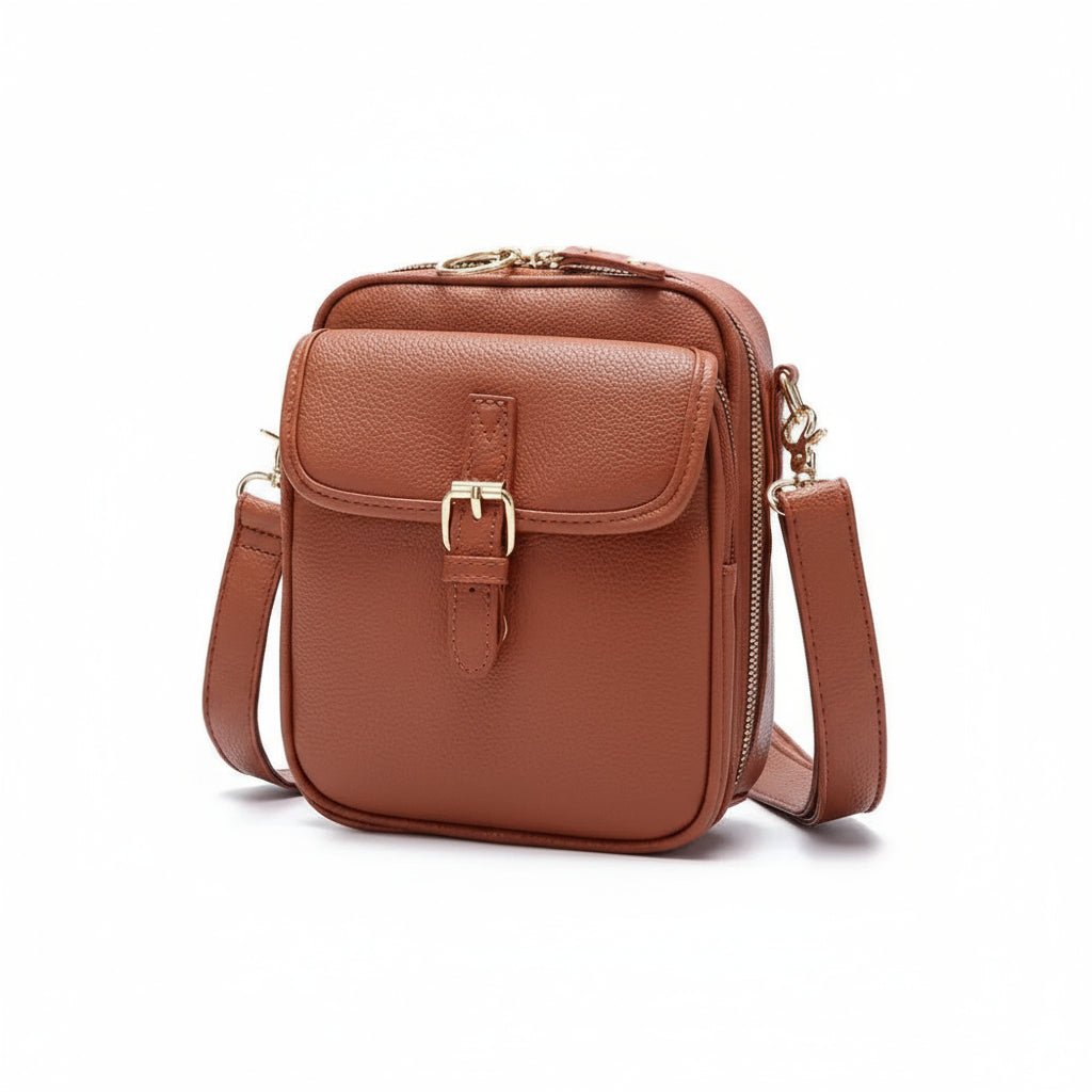 Leather Crossbody Bag Square Compact Anti Theft Crossbody Bag