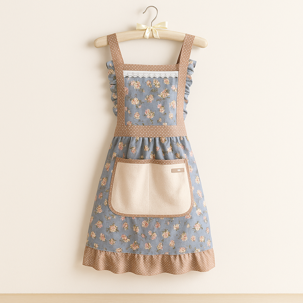 Waterproof Cotton Kitchen Apron with Neck Strap and Waist Ties