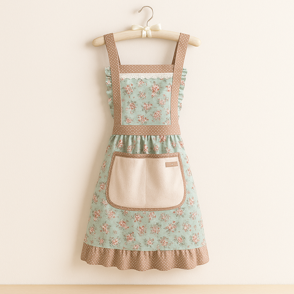 Waterproof Cotton Kitchen Apron with Neck Strap and Waist Ties