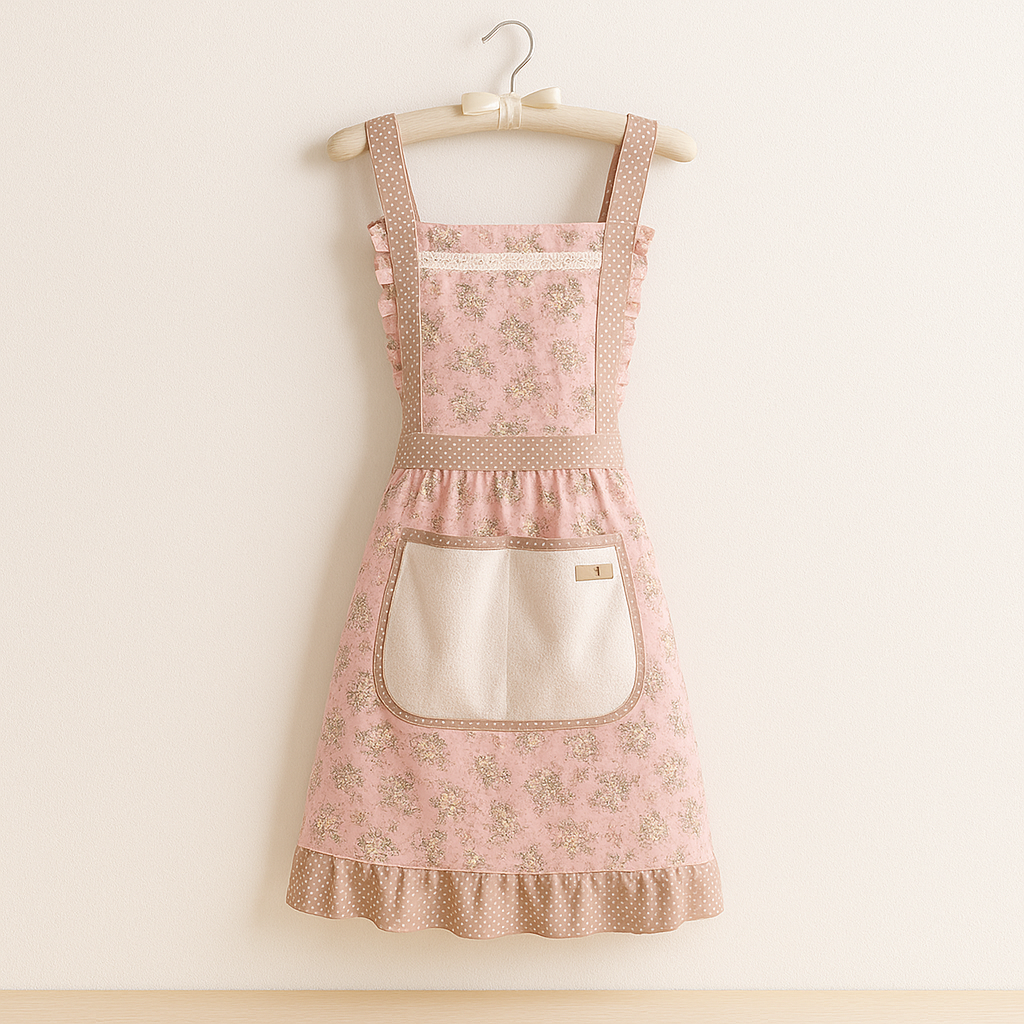 Waterproof Cotton Kitchen Apron with Neck Strap and Waist Ties