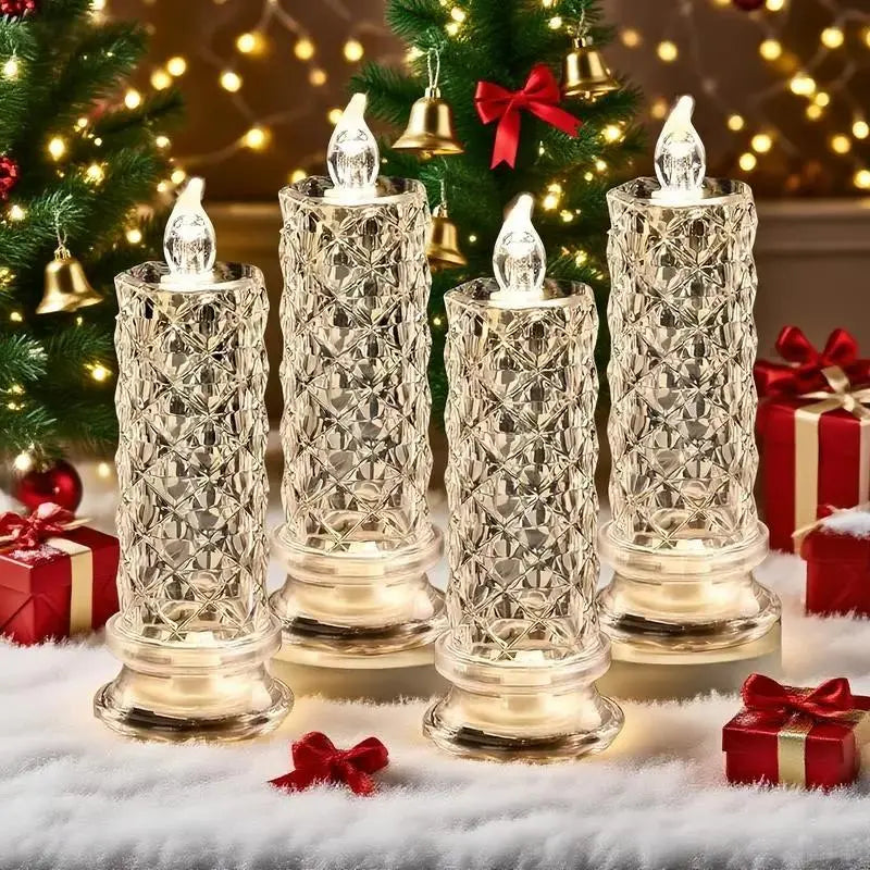 LED Pillar Candles Set of 4 Battery Operated Flameless Lights