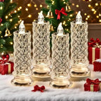 LED Pillar Candles Set of 4 Battery Operated Flameless Lights