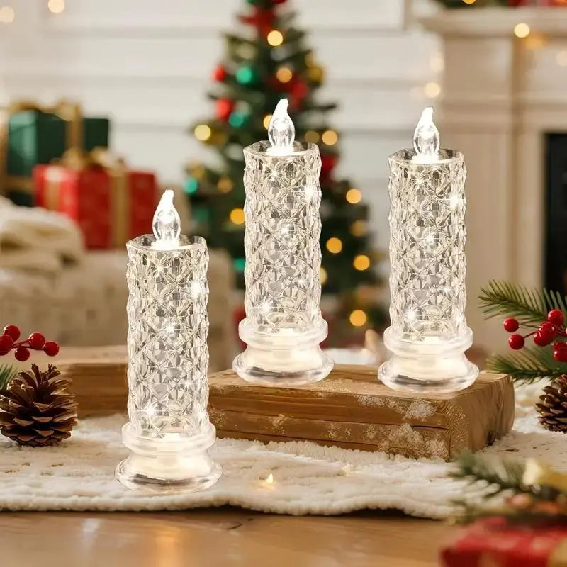 LED Pillar Candles Set of 4 Battery Operated Flameless Lights