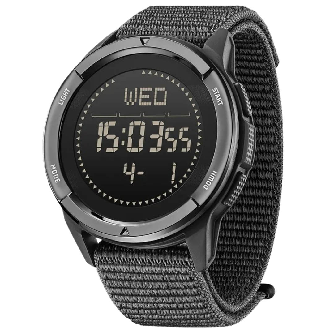 Digital Sports Watch Circular Case Military Strap