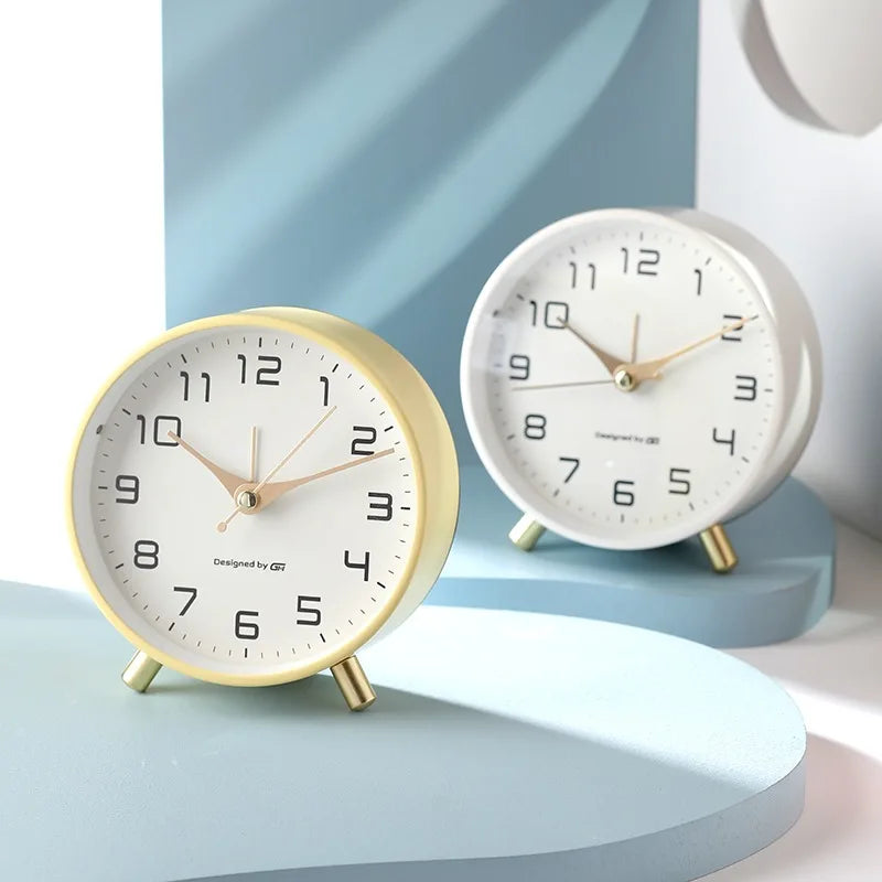 Square Analog Quartz Table Clock Silent Scandinavian Design