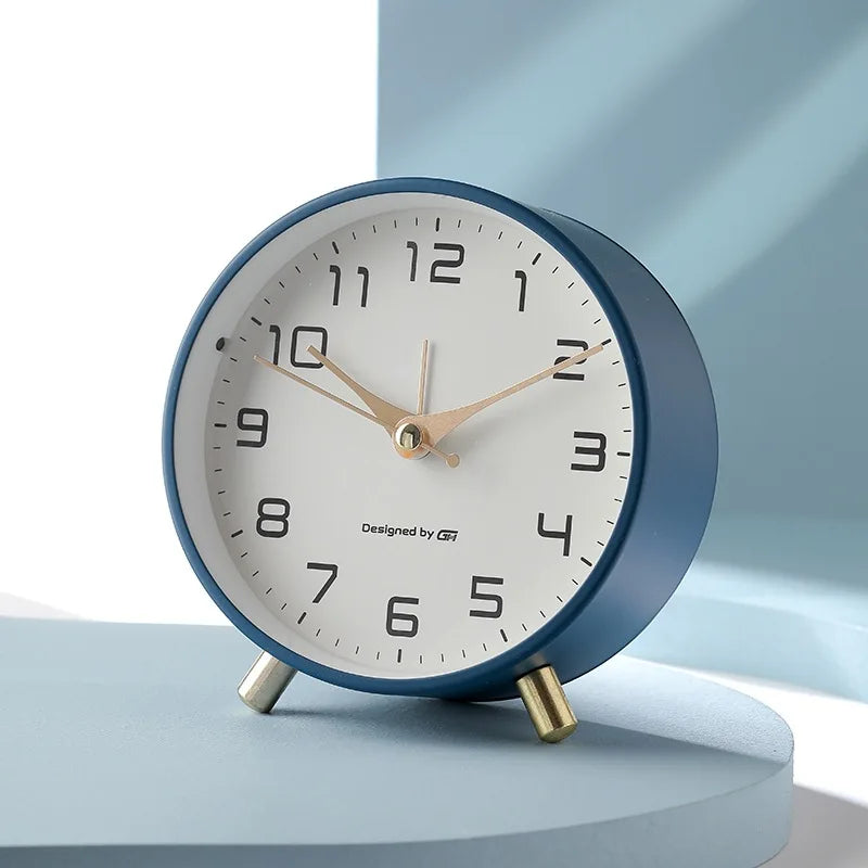 Square Analog Quartz Table Clock Silent Scandinavian Design