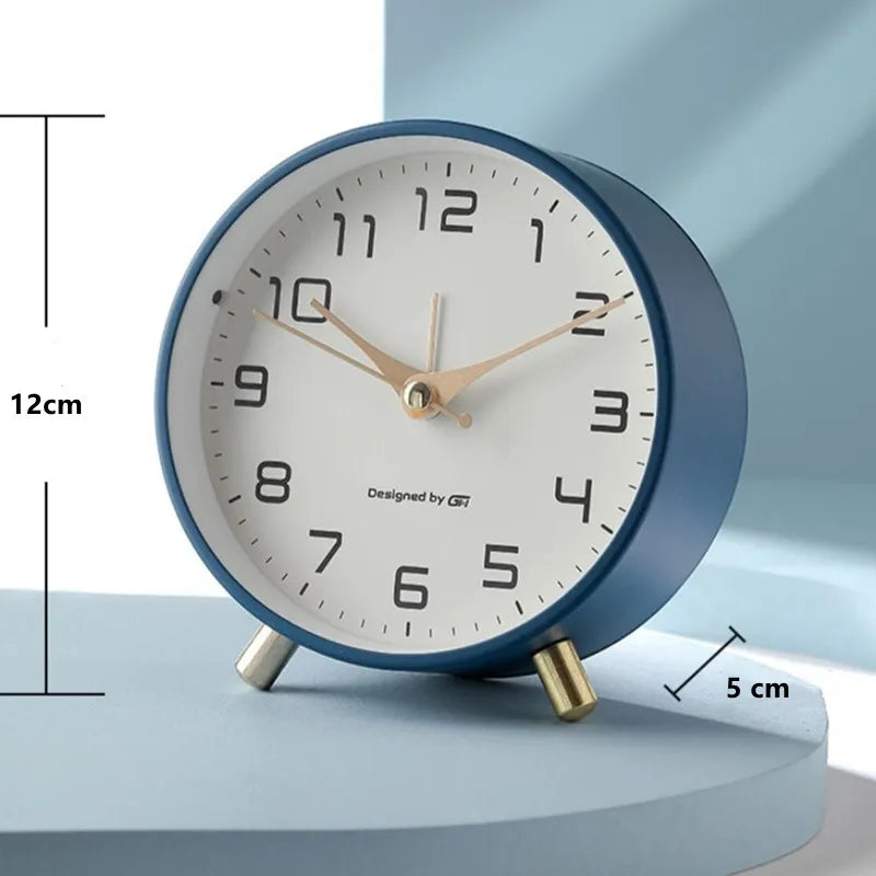 Square Analog Quartz Table Clock Silent Scandinavian Design