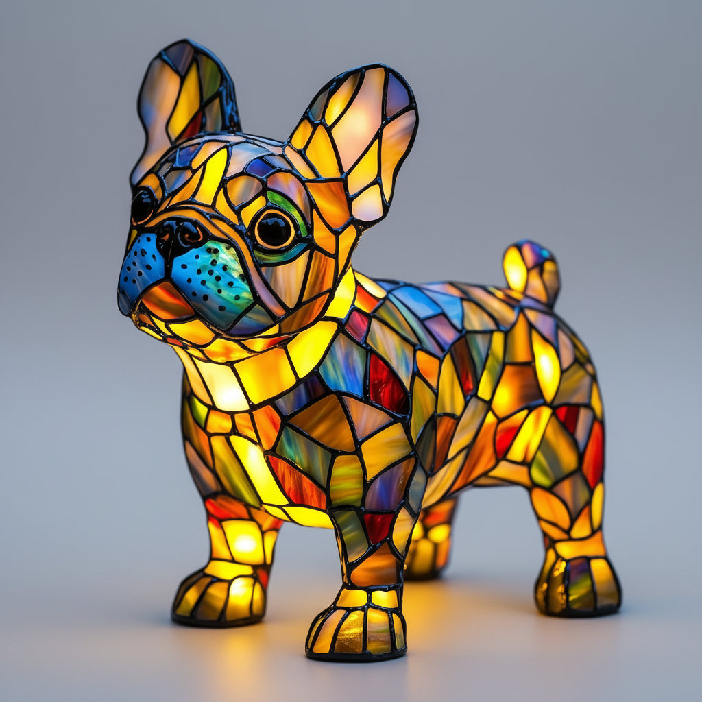 Dog Shape LED Table Lamp Stained Glass Style Night Light