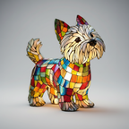 Dog Shape LED Table Lamp Stained Glass Style Night Light
