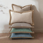 Square Linen Trim Cushion Cover Decorative Pillow Case