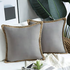 Square Linen Trim Cushion Cover Decorative Pillow Case