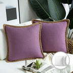 Square Linen Trim Cushion Cover Decorative Pillow Case