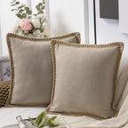 Square Linen Trim Cushion Cover Decorative Pillow Case