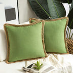 Square Linen Trim Cushion Cover Decorative Pillow Case
