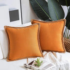 Square Linen Trim Cushion Cover Decorative Pillow Case