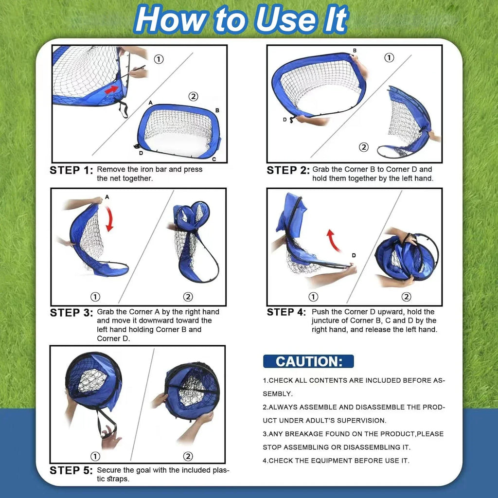 Foldable Portable Kids Soccer Goal 4-in-1 Football Training Net