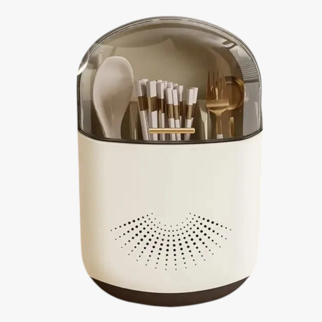 Wall-mounted Utensil Holder with Drainage and Cover