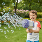 Bubble Gun Bubble Blower Toy with LED Light for Kids Outdoor Play