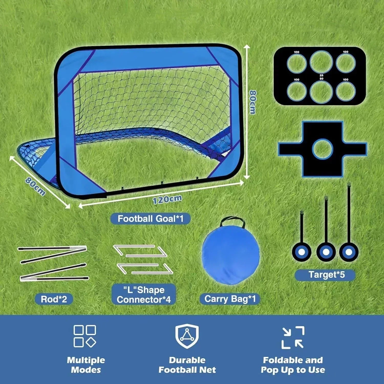 Foldable Portable Kids Soccer Goal 4-in-1 Football Training Net