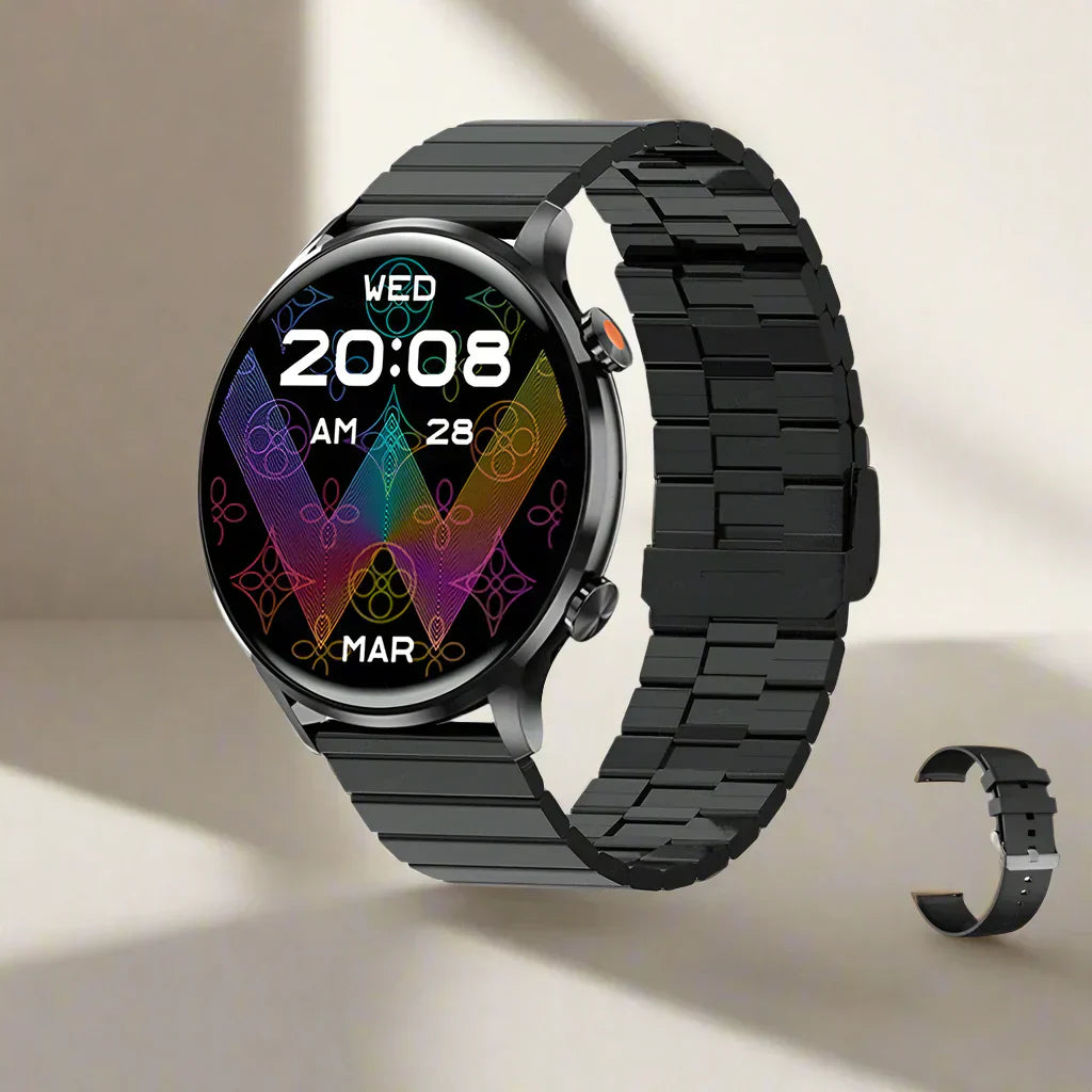 AMOLED Smartwatch Circular Fitness Tracker Bluetooth Call IP68 Waterproof