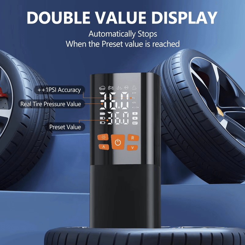 Portable Air Compressor with Digital Display and Rechargeable Battery