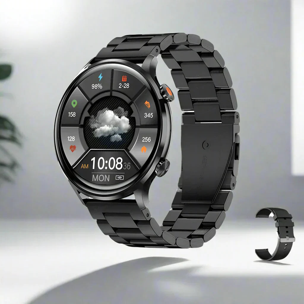 AMOLED Smartwatch Circular Fitness Tracker Bluetooth Call IP68 Waterproof