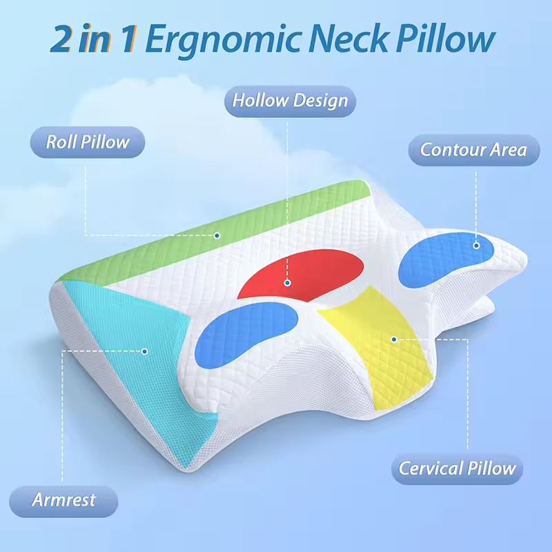 Memory Foam Cervical Orthopedic Neck Support Pillow Dual Function