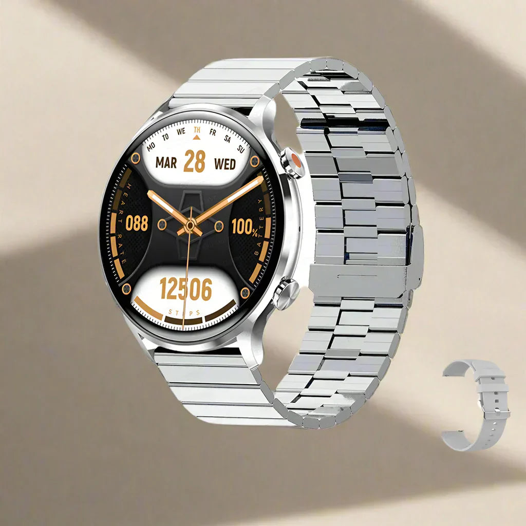 AMOLED Smartwatch Circular Fitness Tracker Bluetooth Call IP68 Waterproof