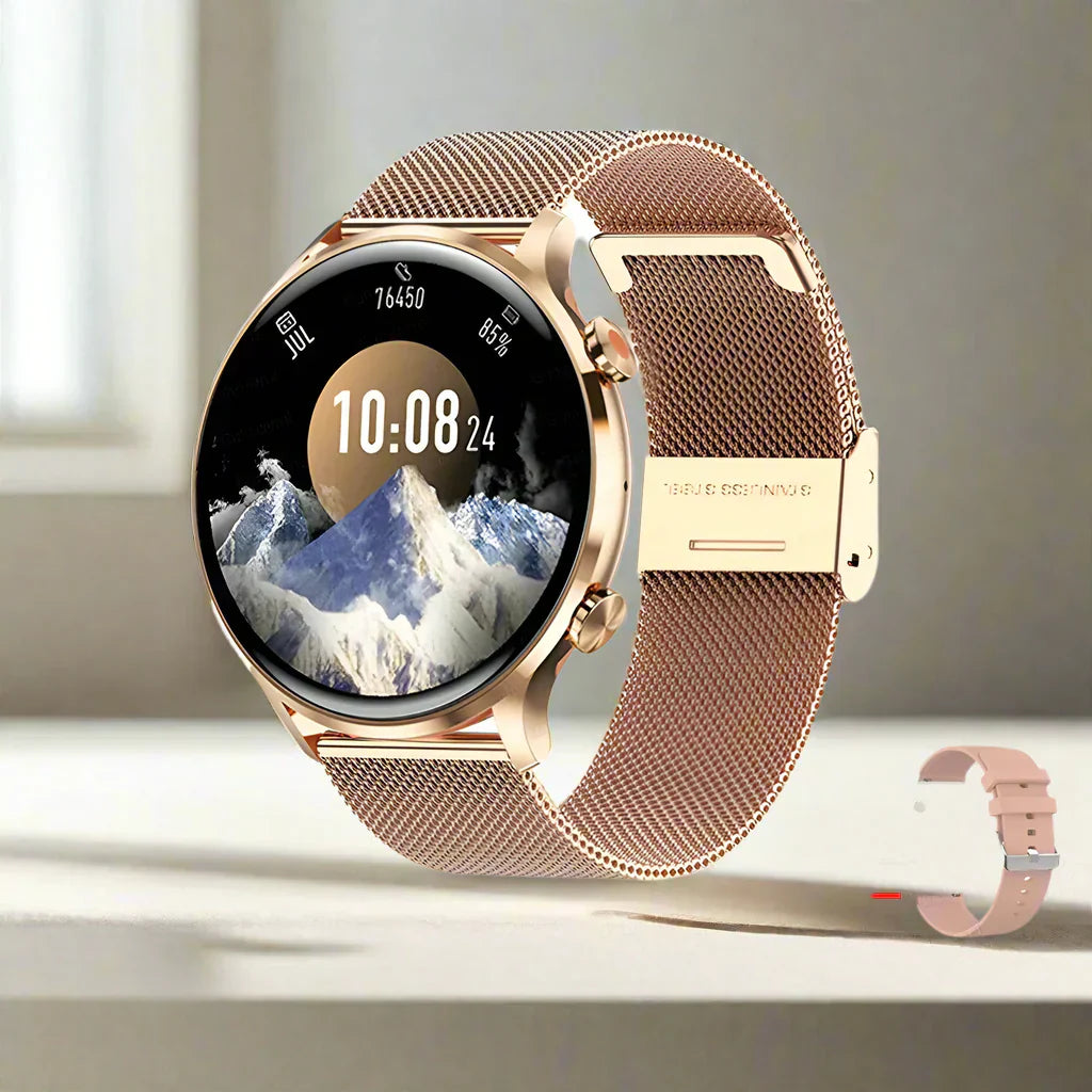 AMOLED Smartwatch Circular Fitness Tracker Bluetooth Call IP68 Waterproof