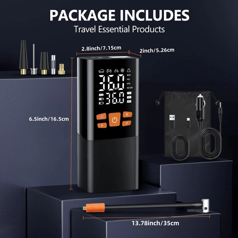 Portable Air Compressor with Digital Display and Rechargeable Battery