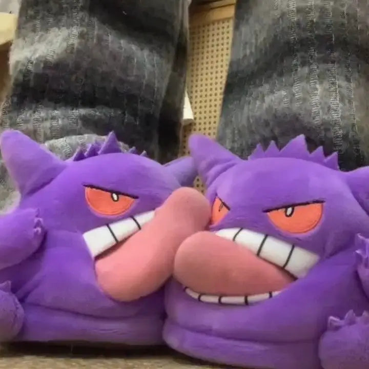 Gengar Plush Slippers Indoor Non Slip Soft Home Shoes Unisex