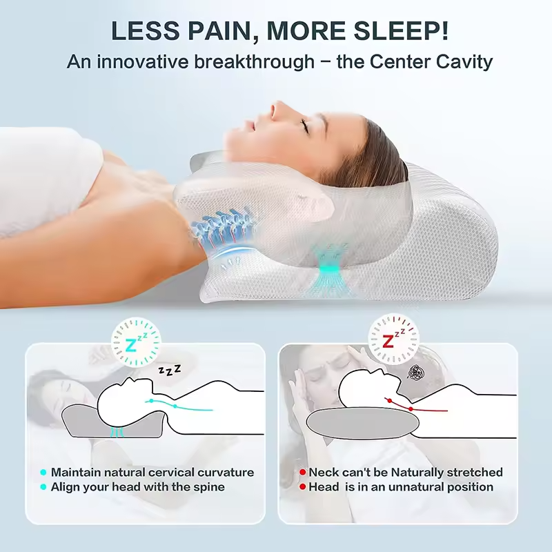 Memory Foam Cervical Orthopedic Neck Support Pillow Dual Function