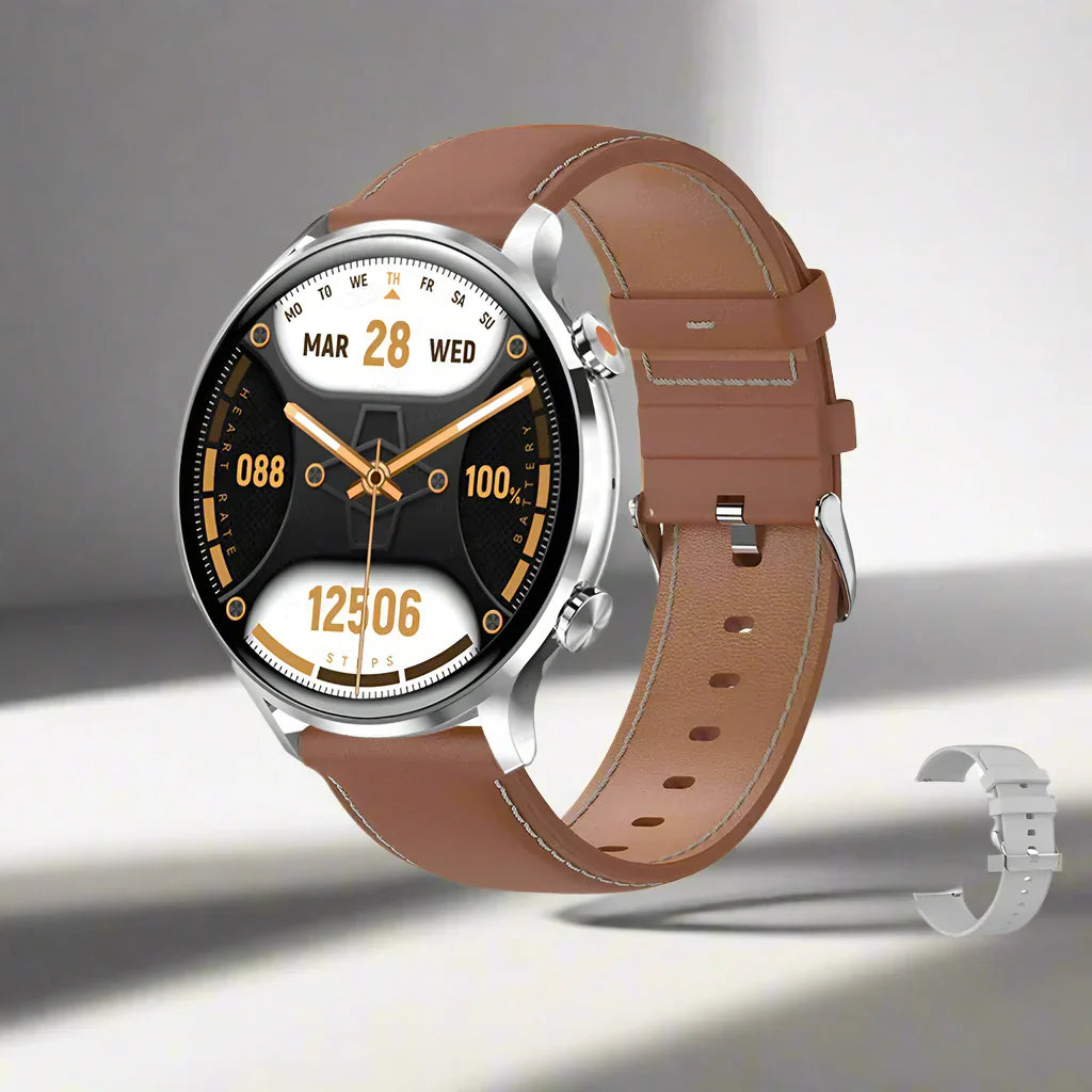 AMOLED Smartwatch Circular Fitness Tracker Bluetooth Call IP68 Waterproof