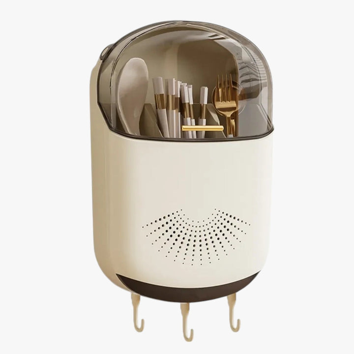 Wall-mounted Utensil Holder with Drainage and Cover