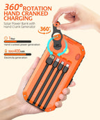 Solar Charger Power Bank 40000mAh with Hand Crank and Charging Cables