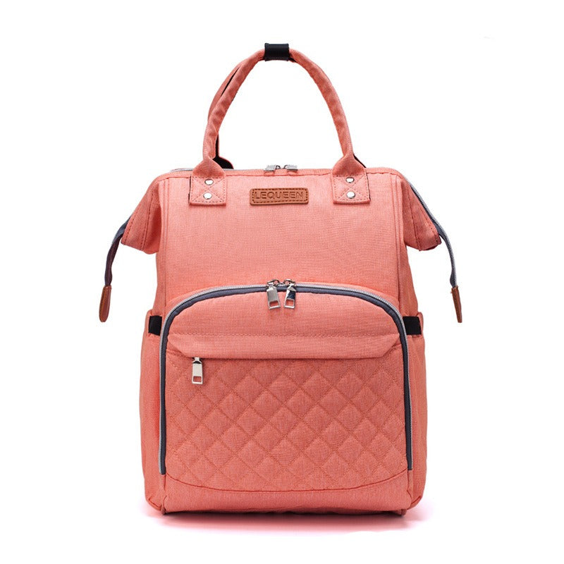 Diaper Backpack Quilted with Insulated Bottle Compartment